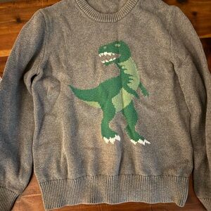 Crewcuts Gray Sweater with Green Dinosaur
